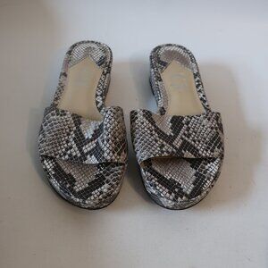 Womens Klik Brown, Gray Snake Print Leather Slide Sandal 7.5